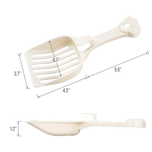 Depets Cat Litter Scoop, Litter Scoop with Wide Slats, Kitty Litter Scooper for Pine Pellets, Durable Plastic Litter Sifter Scoop - Designed for Easy Sifting, Milky White | Litter Scoop with Wide Slats, Durable Plastic Litter Sifter Scoop - Designed for E