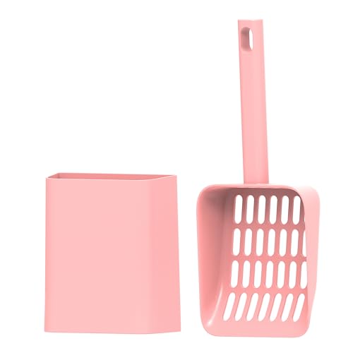 2 in 1 Cat Litter Scoop with Holder Stand Cat Stuff Cat Scooper for Litter Box Cat Accessories Cat Supplies Kitty Pink - color: L-Pink