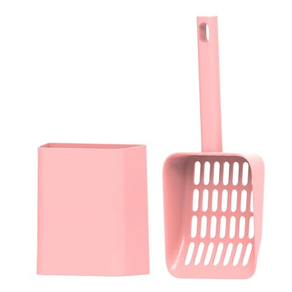 2 in 1 Cat Litter Scoop with Holder Stand Cat Stuff Cat Scooper for Litter Box Cat Accessories Cat Supplies Kitty Pink - color: L-Pink