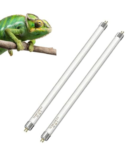 2 Pack 8 Watt 5.0 UVB T5 Reptile Light Tube 12 Inch Dual Pack UVA UVB Fluorescent Basking Lamp for Chameleon Reptile Pet Daily Lighting - size: 5.0 UVB 2-Pack