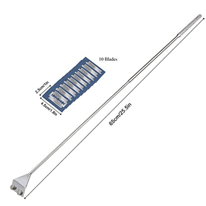 HOTOOLME Aquarium Scraper, 25.6" Stainless Steel Scraper Cleaning Razor with 10 Blades for Glass Aquarium Fish Tank | Long Handle, Aquarium Razor Blade Scraper, Fish Tank Cleaner, Aquarium Glass Cleaning Tools for Glass Aquariums