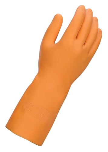 Mr Clean Ultra Grip Heat-Resistant Reusable Gloves with Soft Cotton Flock Lining, Orange, Medium - size: Medium (Pack of 1)