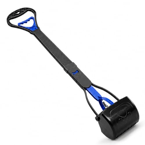31inch Large Pooper Scooper for Dogs with Long Handle, Sturdy & Durable, Not Easy to Break, Lightweight & Easy to Use, Easy to Pick Up from Grass and Gravel | Less Bend Down, One-hand Operate Pick up for all Surface, Heavy Duty Poop Scooper for Large Medi