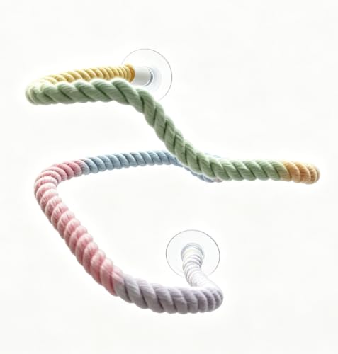 Gradient Cotton Rope Bendable Climbing Vine with Suction Cups, Flexible Twisted Bird Perch & Reptile Decor for Parakeet Cockatiel Parrot Ball Python Corn Snake Lizard Gecko