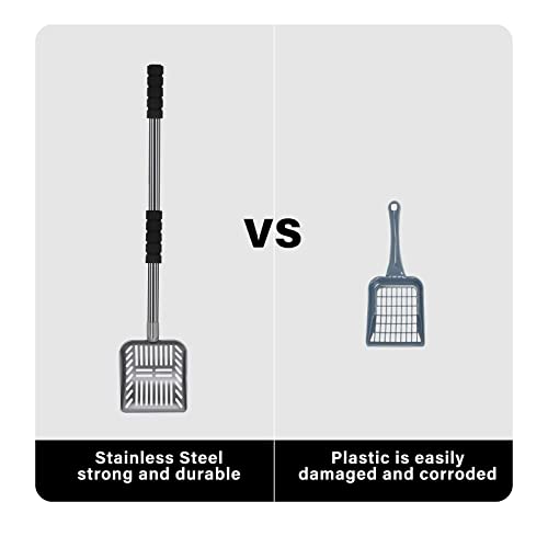 Cat Litter Scoop,Metal Long Handle Kitty Litter Coop Scooper,Heavy Duty Cats Pooper for Litter Box Pet Poop Shovel,Chicken Poop Scooper 32inch