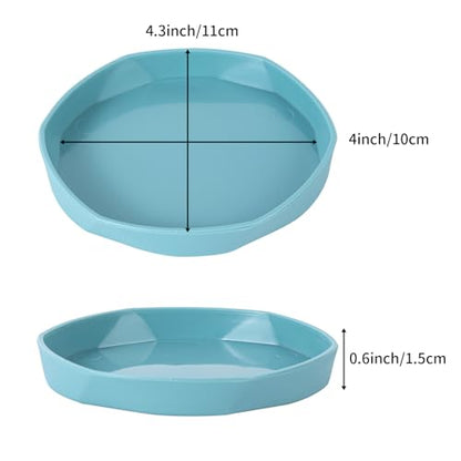 4 Pack Small Reptile Food Dish Bowl, Plastic Worm Water Dish Plate | Reptile Food Bowls for Lizard Gecko Bearded Dragon Chameleon 4" W x 4" D x 0.5" H, Blue and Yellow - color: Blue and Yellow