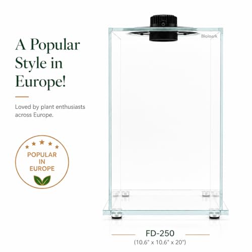 Bioloark BIO Bottle Large Glass Terrarium with LED Grow Light, Professional Tall Moss Terrarium with Adjustable Ventilation, Low-Iron Glass for Moss, Succulents FD-250 (10.6" x 10.6" x 20") - color: FD-250 (10.6"X10.6"X20")