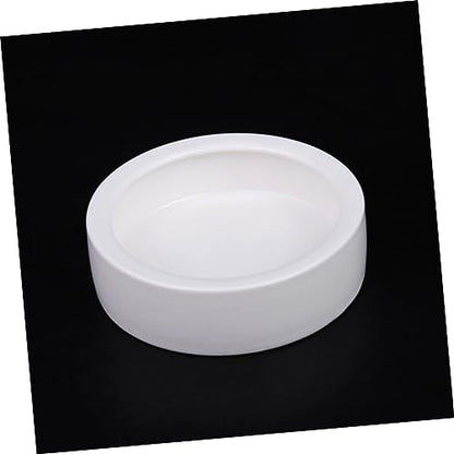 GALPADA 2Pcs Thicken Ceramics Reptile Food Dish Round Escape Feeding Bowl for Lizards Safe Space Saving Water Storage Basin Easy to Clean Reptile Supplies White
