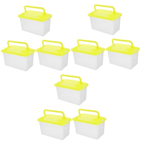 3pcs Portable Handheld Fish Tank Transparent Reptile Aquarium Box for Turtles and Hamsters Creative Feeding Box for Pet Cleaning Color Lid