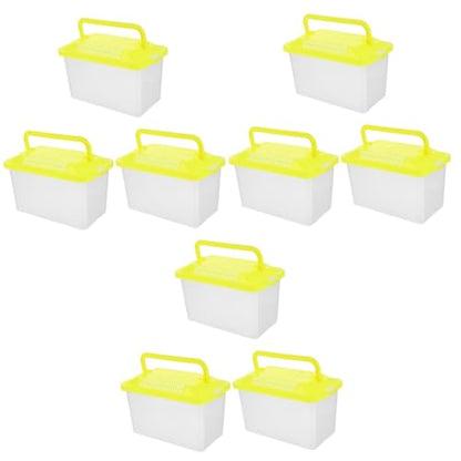 3pcs Portable Handheld Fish Tank Transparent Reptile Aquarium Box for Turtles and Hamsters Creative Feeding Box for Pet Cleaning Color Lid
