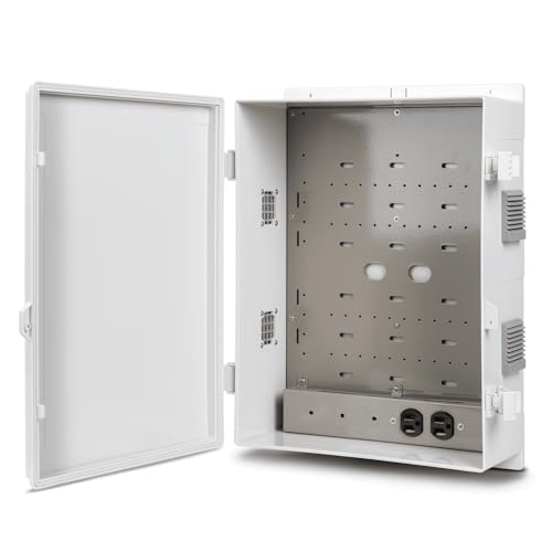 Namunanee Outdoor Electrical Junction Box with High Power Outlet, ABS Water Resistant Enclosure with Internal Mounting Panel & Hinged Cover. (18.1" H* 12.6" L* 6.3" W & Outlet) - size: 18.1"H x 12.6"L x 6.3"W & Outlet