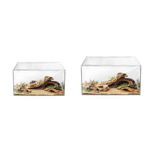 AZV Large and XLarge Reptile Terrarium Tank,Versatile Enclosure for Leopard Crested Gecko,Lizard Cage,Spider Starter Kit,Hermit Crab Habitat,Tarantula Cribs,Perfect Aquarium for Frogs,Insects