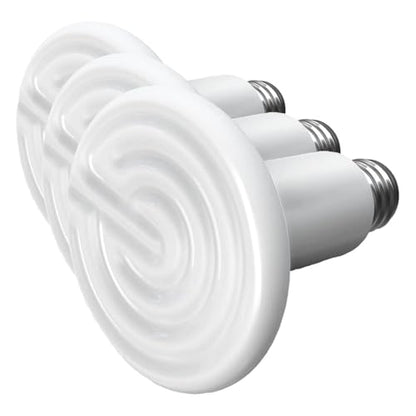 HealSmart Reptile Heat Lamp Bulb Ceramic Heat Emitter 100W No Light Emitting Brooder Coop Heater for Amphibian Pet & Incubating Chicken, White (Pack of 3) - size: 100W (Pack of 3)