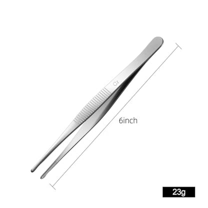 Aniso 6 Inches Stainless Steel garden tweezers | Precision Serrated, Non-slip handle For Hand-Made，succulent，Pick up an ice cube Kitchen and Dining Room - size: 6 inches