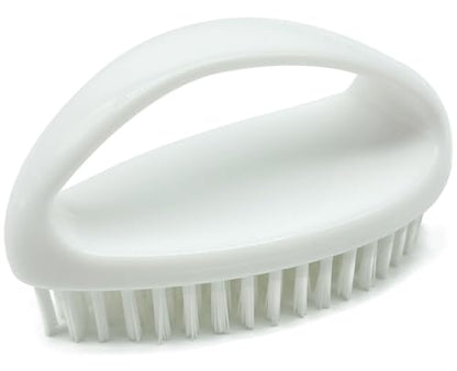 GKETN Small Scrub Brush with Stiff Nylon Bristles Heavy Duty Cleaning Brush | Good for Household Use, Like Bathroom, Kitchen, Grout, Tiles - Teardrop Handle & Hangable Design, Easy Scrubbing - White - color: White