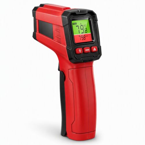 Infrared Thermometer Gun, Digital Laser Temperature Gun -58°F to 1022°F, Adjustable Emissivity, LCD Backlight, MAX/MIN Display, Non-Contact Thermometer for Pizza Oven, BBQ, HVAC, Griddle - color: Red（-58℉-1022℉）