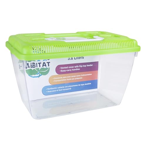 Penn-Plax Small World Habitat 1 Gallon Tank - Portable & Transparent Plastic Tank - Ventilated Lid, Flip-Top Feeder & Easy-Carry Handle -Ideal for Small Critters & Aquatic Pets -Green, 10x5.43x6.26 In - size: 1 Gallon