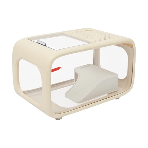 Desktop Fish Tank, 3.2Gal Small Betta Fish & Turtle Tanks, Aquarium Bowl with Detachable Basking Platform, Multi-Functional Areas Aquascape Tanks for Fish Terrapin Frog Shrimp Crab (White) - color: White