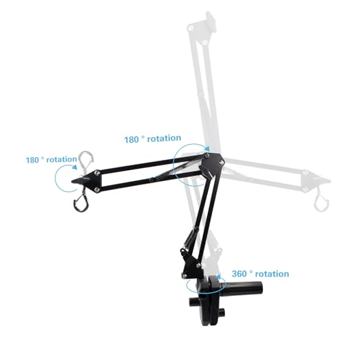 Reptile Heat Lamp Stand Clip-Type, Black Metal Multi-Position Adjustable Light Holder with 360°Swing Arm for Clipping onto Fish Tank, Turtles Chameleons Terrarium (Lamp Not Included)