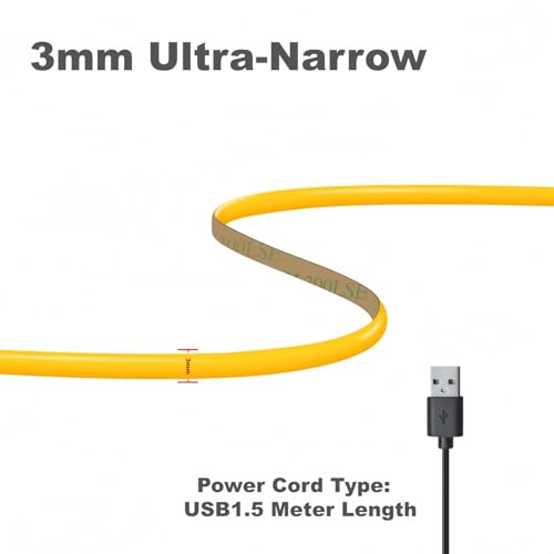 Ultra-Narrow 3mm USB COB LED Strip Lights Self-Adhesive, for Kitchen Cabinets, Bedroom, Gaming Desk (6000k Cool White, 3ft) - color: 6000k Cool white, size: 3ft