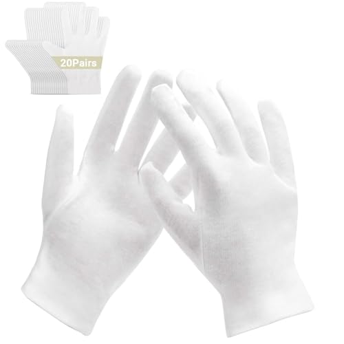 Archival Photo Gloves - 20 Pairs White Work Gloves for Art Handling Working Photography Cloth Liners Bulk for Handling Jewelry, Film, Photo, Coin Collectors, Metal Inspection Men & Women - color: White, size: S(20 Pairs)