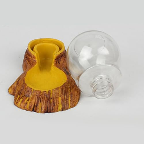HEMOTON Automatic Reptile Water Feeder with Smooth Surface Resin Bowl, Wood Texture Design, Tasteless Material, for Lizards and Tortoises in Terrarium Water Drinking Fountain