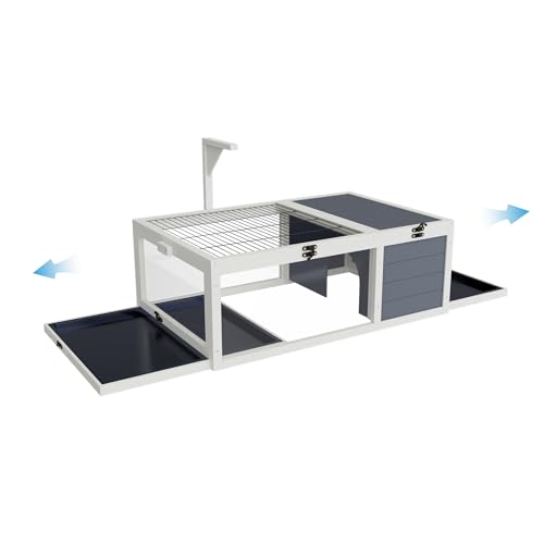 Reptile Habitat Tortoise House with Lamp Holder, 3 Acrylic Observation Windows, 2 Waterproof Trays, Lockable Top, Wooden Enclosure for Turtles, Lizards, Snakes, and Small Pets