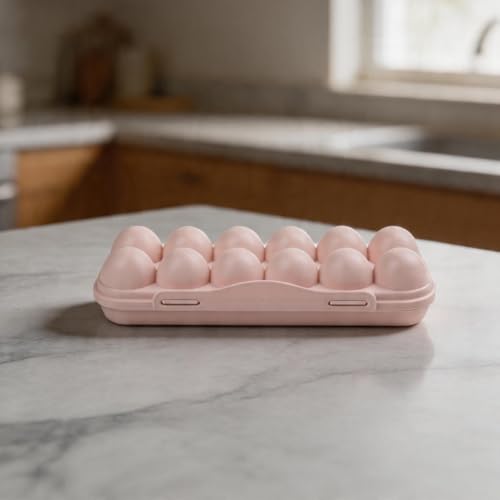 Portable Egg Storage Box With 18 Grids Egg Protector Case Tray Container Secure Egg Transport Outdoor Trips And Activities(12 Pink) - size: 12 Pink