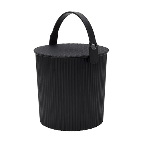 Hachiman Large Bucket, 2.6 Gallon Heavy Duty Bucket with Lid & Handle | Hands-Free Filling, Easy to Stack and Store, Indoor Outdoor Use - color: Black, size: Large
