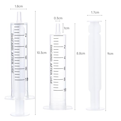 40pcs 10ml/cc Plastic Syringes with Caps for Industry Lab Pet Feeding - size: 10ml/cc