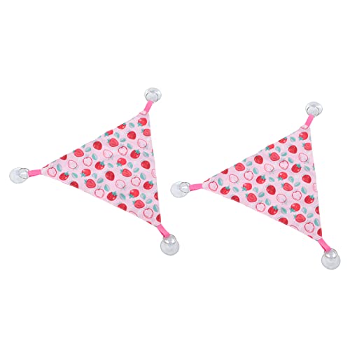 Zerodis Reptile Hanging Bed, Bearded Dragon Strawberry Hammock Hanging Lounger with Adhesive Suction Cup for Climbing Guinea Pig Hamster Lizard 2pcs - size: Pink strawberry size M