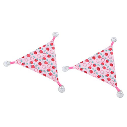 Zerodis Reptile Hanging Bed, Bearded Dragon Strawberry Hammock Hanging Lounger with Adhesive Suction Cup for Climbing Guinea Pig Hamster Lizard 2pcs - size: Pink strawberry size M