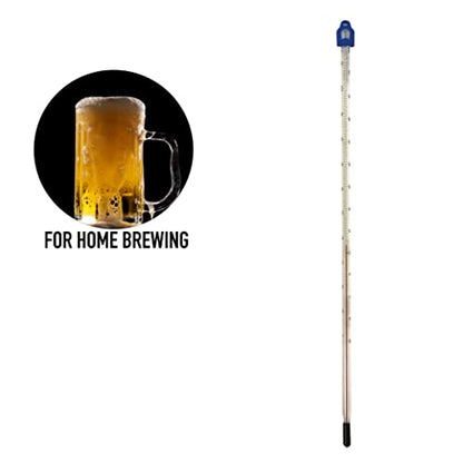 Glass Thermometer -10 to +110 C&F 300mm Liquid in Glass - Scientific Laboratory Grade for Water & Liquids - Partial Immersion
