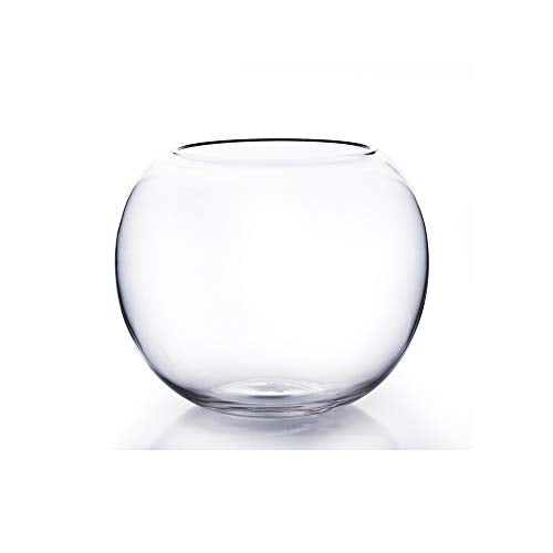 WGV Bowl Glass Vase, Diameter 8", Height 6.5", Open Width 3.75", (Multiple Sizes Choices) Clear Bubble Planter Terrarium Fish Bowl for Wedding Event Home Decor, 1 Piece (VBW0008) - size: 8"D 1 Piece
