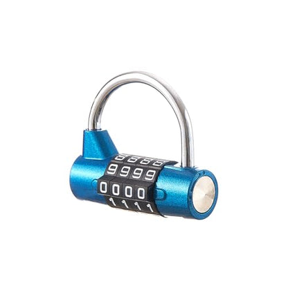 4-Digit Combination Lock, Blue Shackle for School Gym Locker | Ideal for sports toolbox case hasp storage - size: 3.5" blue