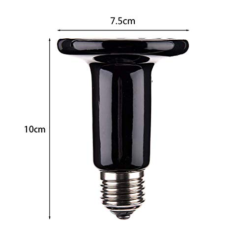 Ceramic Heat Emitter, 200W Reptile Heat Bulb 2-Pack, No Light Infrared Heating Lamp for Bearded Dragon, Snake, Lizard, Tortoise, Chicken Coop & Amphibian (E26 Base, Black)