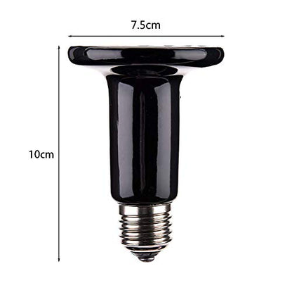 Ceramic Heat Emitter, 200W Reptile Heat Bulb 2-Pack, No Light Infrared Heating Lamp for Bearded Dragon, Snake, Lizard, Tortoise, Chicken Coop & Amphibian (E26 Base, Black)