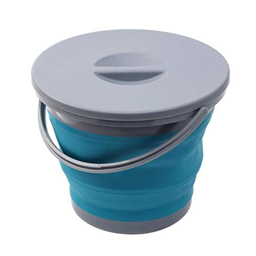 Ahyuan Collapsible Water Bucket with Locking Lid Multifunction Foldable Round Tub Water Pot Portable Water Pail Space Saving Water Container for RV, Camping, Marine, Outdoor Activities and Home (Blue) - color: Blue,green