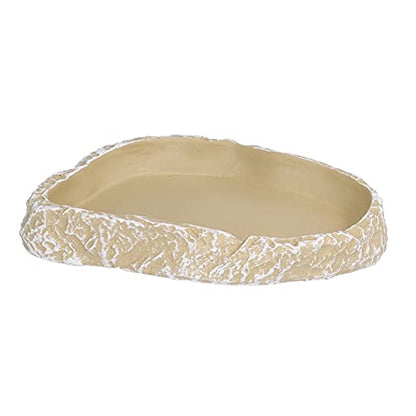Omabeta Reptile Food Bowl Durable Resin Feeding Dish for Turtles Lizards Frogs Yellow 10.7x7.5cm