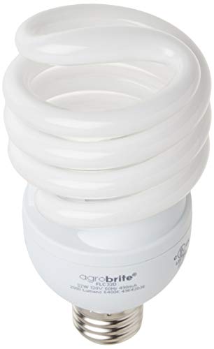 Hydrofarm Agrobrite FLC32D Compact, 32 Watt, 6400K Fluorescent Spiral Grow Lamp, 1 Count (Pack of 1), Brown/A - style: 32W/6400K