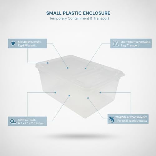 Small Plastic Terrarium Container, Clear PP Habitat Box for Reptiles & Amphibians, 6.7 x 4.1 x 2.8 Inches, White
