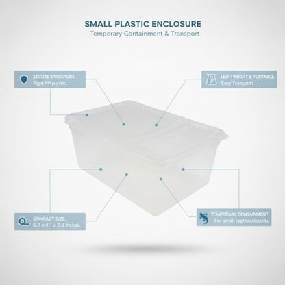Small Plastic Terrarium Container, Clear PP Habitat Box for Reptiles & Amphibians, 6.7 x 4.1 x 2.8 Inches, White
