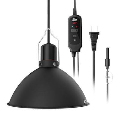 Reptile Light Fixture 8.5 Inch Dome with PID Thermostat & Night Mode 150W | Reptile Heat Lamp Fixture,Lamp Dome,for Bearded Dragon,Reptiles Terrarium,Glass Terrariums,Turtles,Snakes,Lizards - size: 8.5 inch deep