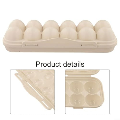 Portable Egg Storage Box With 18 Grids Egg Protector Case Tray Container Secure Egg Transport Outdoor Trips And Activities(12 Beige) - size: 12 Beige