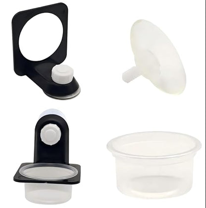 Double Crested Gecko Feeding Ledge with 10 Pcs 0.5oz Bowls & Detachable Suction Cup – Reptile Food & Water Dish Feeder for Lizards, Geckos, Chameleons, Turtles in Terrariums & Breeding Tanks