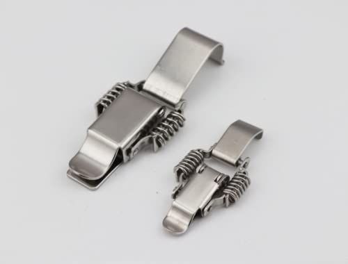 NRC&XRC Stainless Steel All in one Double Spring Locking Latch hasps Chest Toggle Catch Clasp Furniture Hardware Accessories w/Screws (2, L), DK 7789L-2 - size: Large