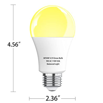 6 Pack LED Grow Light Bulbs，Full Spectrum Plant Light Bulb, 9W Replace 100W | 120V E26 Grow Bulb,Grow Light for Indoor Plants, Flowers, Greenhouse, Indore Garden, Hydroponic - size: 6 Count (Pack of 1)