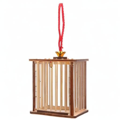 Balacoo Wooden Cricket Cage 6.3In, Hanging Reptile Habitat with Chinese Knot for Grasshoppers & Spiders, Ventilated Breeding Box for Indoor/Outdoor Use