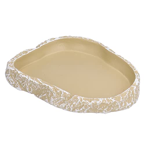 Yosoo Reptile Food Bowl Resin Feeding Plate for Small Pets Turtles Lizards Frogs Geckos Flat Bottom Design Easy to Clean Aquarium Decor