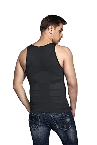 Odoland Men Compression Shirt 3 Pack Body Shaper Vest Tank Top | Nylon & Spandex, Moisture-wicking Tummy Shaper for Gym, Running, Daily, Breathable, Stretchy - color: Grey/Black/White, size: XX-Large
